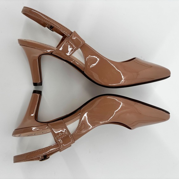 Clarks Collection Illeana Sky Praline‎ Patent sz 10 Tan Slingback Heels Pumps - Picture 6 of 9